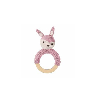 CROCHET RATTLE RABBIT ON RING ROSE 62