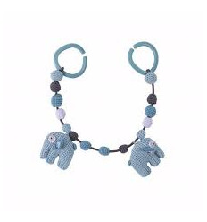 CROCHET PRAM CHAIN ELEPHANT PASTEL BLUE