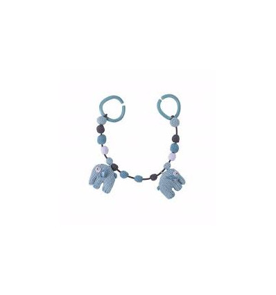 CROCHET PRAM CHAIN ELEPHANT PASTEL BLUE