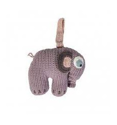 CROCHET MUSICAL PULL TOY ELEPHANT PASTEL