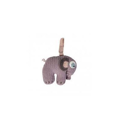 CROCHET MUSICAL PULL TOY ELEPHANT PASTEL