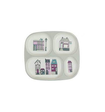 MELAMINE PLATE W/4 ROOMS VILLAGE GIRL 7