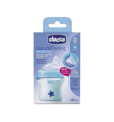 FLES IN GLAS 150 ML BLAUW NORMAAL DEBIET