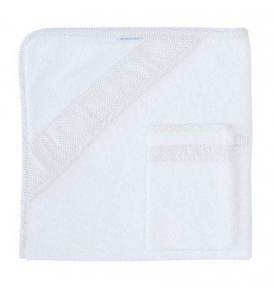 HOODED TOWEL + WASHCLOTH DOTS 94
