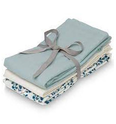 MUSLIN CLOTH 3P FIORI/PETROLEUM/CREME 21