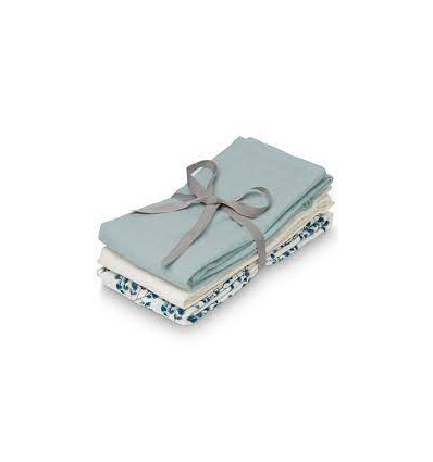 MUSLIN CLOTH 3P FIORI/PETROLEUM/CREME 21