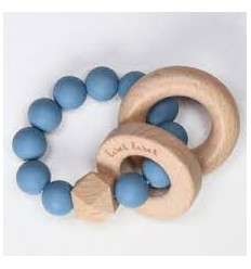 TEETHER SILICONE & WOOD BEADS BLUE 23
