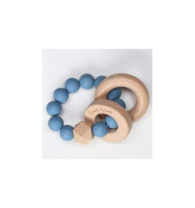 TEETHER SILICONE & WOOD BEADS BLUE 23