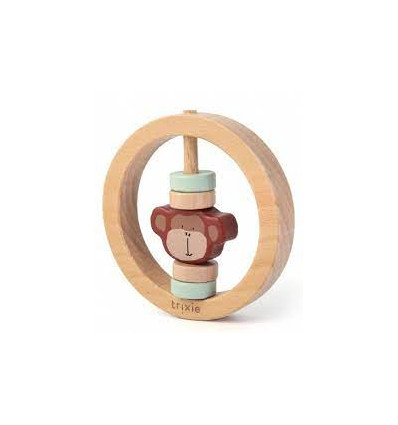 WOODEN ROUND RATTLE MR. MONKEY 241