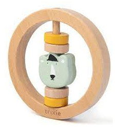 WOODEN ROUND RATTLE MR. POLAR BEAR 232