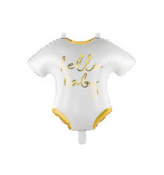 BALLOON HELLO BABY WHITE/GOLD ROMPER 22