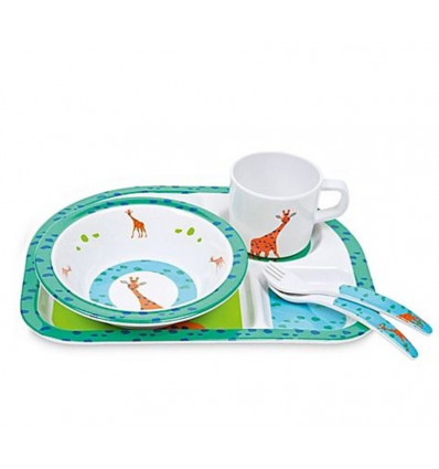 DISH SETS WILDLIFE GIRAFFE BLUE / GREEN