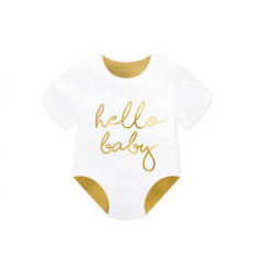 NAPKINS HELLO BABY WHITE/GOLD ROMPER 22