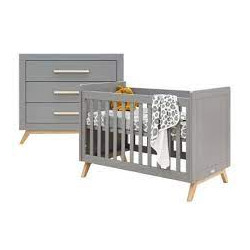 FENNA 2-DELIGE BABYKAMER GRIJS/NAT 23