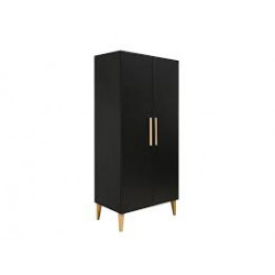ARMOIRE 2-PORTES LENA NOIR MAT/NAT 23