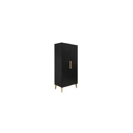 ARMOIRE 2-PORTES LENA NOIR MAT/NAT 23