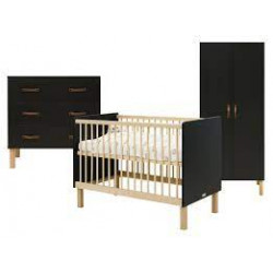 FLORIS 3ST BABYKAMER MAT ZWART/NAT 23