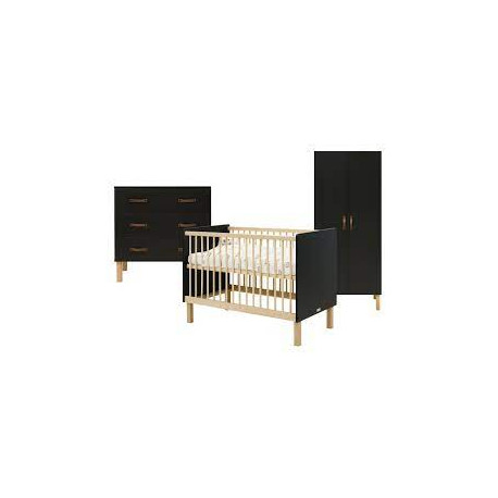 FLORIS 3ST BABYKAMER MAT ZWART/NAT 23