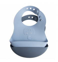 SILICONE BIB 2-P MRS. ELEPHANT BLUE 25