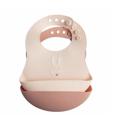 SILICONE BIB 2-PACK MRS. RABBIT ROSE 25
