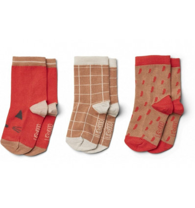SILAS COTTON SOCKS 3P APPLE RED 6Y 21