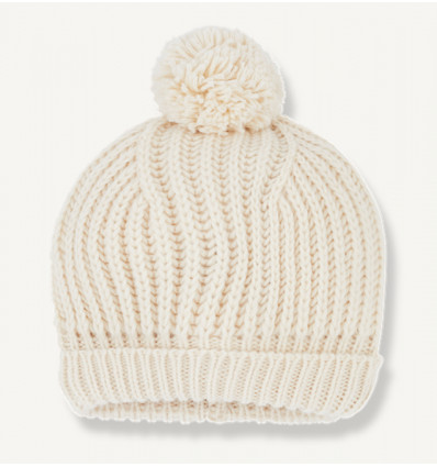 BEANIE NEWBORN KNITWEAR ECRU T3