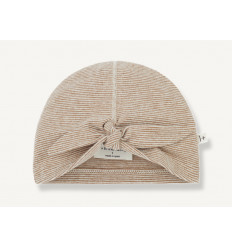 BEANIE FINE STRIPES JERSEY CARAMEL T1