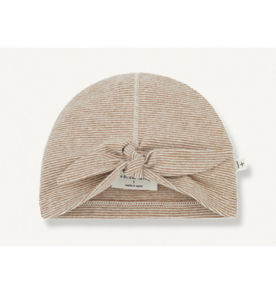 BEANIE FINE STRIPES JERSEY CARAMEL T1