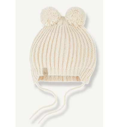 BEANIE NEWBORN KNITWEAR ECRU T3