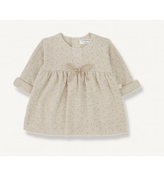 DRESS RECYCLED PRINTED FLEECE BEIGE 18M