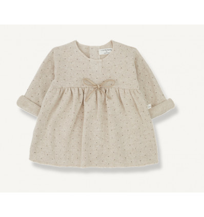 DRESS RECYCLED PRINTED FLEECE BEIGE 18M