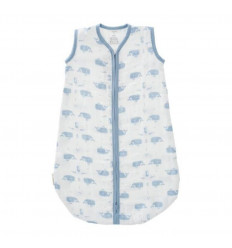 SLAAPZAK MUSLIN 2L WIT WHALE BLAUW 0-65