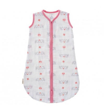 SLAAPZAK MUSLIN 2L ELEFANT PINK 0-6M 5