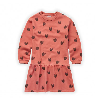 SWEAT DRESS HEART PRINT FADED ROSE 6Y 22