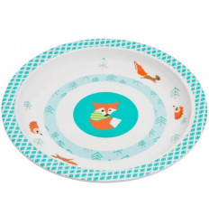 PLATE WITH SILICONE LITTLE TREE FOX BLEU