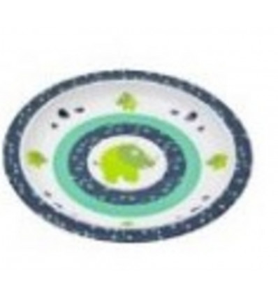 PLATE WITH SILICONE WILDLIFE RHINO NAVY