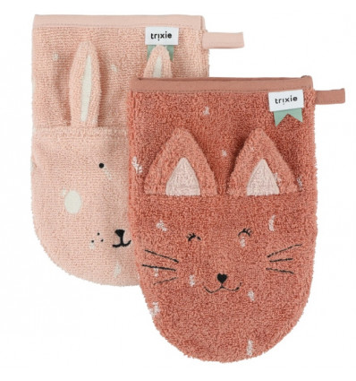 WASHCLOTHS 2P MRS. CAT MRS. RABBIT 25