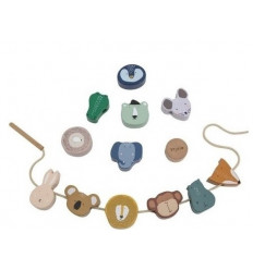 WOODEN ANIMAL LACING BEADS MULTI 25