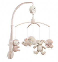 MUZIEKMOBIEL ANIMALS OUD ROZE/W LINEN 24