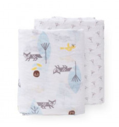 SWADDLE SET 2 ST 120X120CM FOX BLUE 20