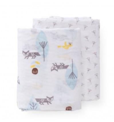 SWADDLE SET 2 ST 120X120CM FOX BLUE 20