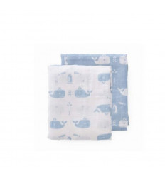 SWADDLE SET 2 ST 120X120 WHALE BLUE 20