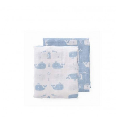SWADDLE SET 2 ST 120X120 WHALE BLUE 20