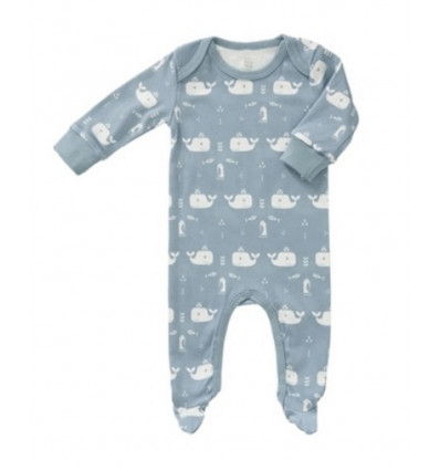 PYJAMA MET VOET WHALE BLUE FOG 0-3M 20