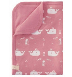 BLANKET COT/VELOURS 80X100 WHALE ROSE 21