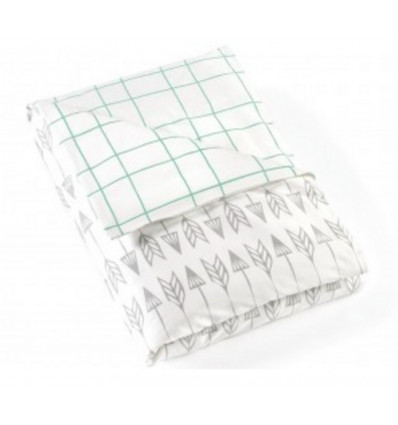 DUVET COVER ARROWS/GRID GREY-PASTELGREEN