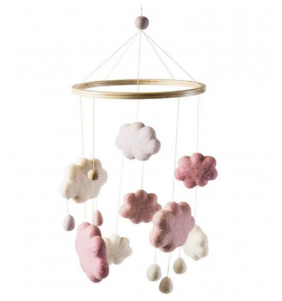 FELTED BABY MOBILE CLOUDS GIRL 201