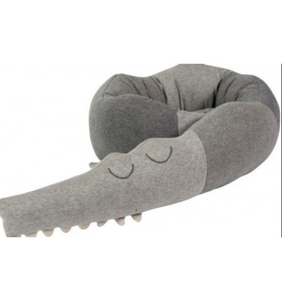 KNITTED CUSHION SLEEPY CROC GREY 211