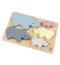 WOODEN CHUNKY PUZZLE RHINO 201