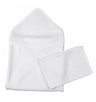 CAPE 75X95CM+GANT DE TOILETTE BLANC 201